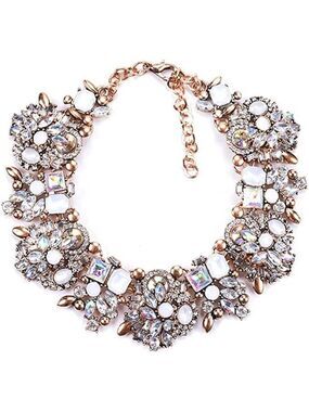𝅺🆕 Stunning Statement Necklace Colorful Glass Crystal Collar Choker SEXY NWT 👀